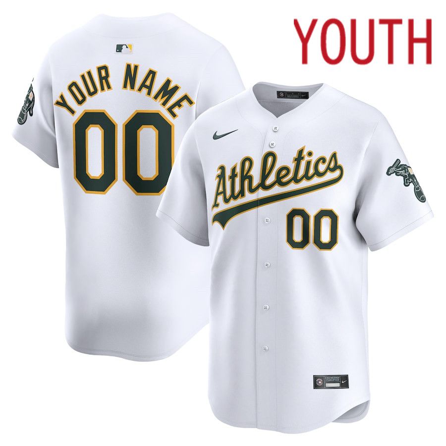 Youth Oakland Athletics Nike White Home Limited Custom MLB Jersey->customized mlb jersey->Custom Jersey